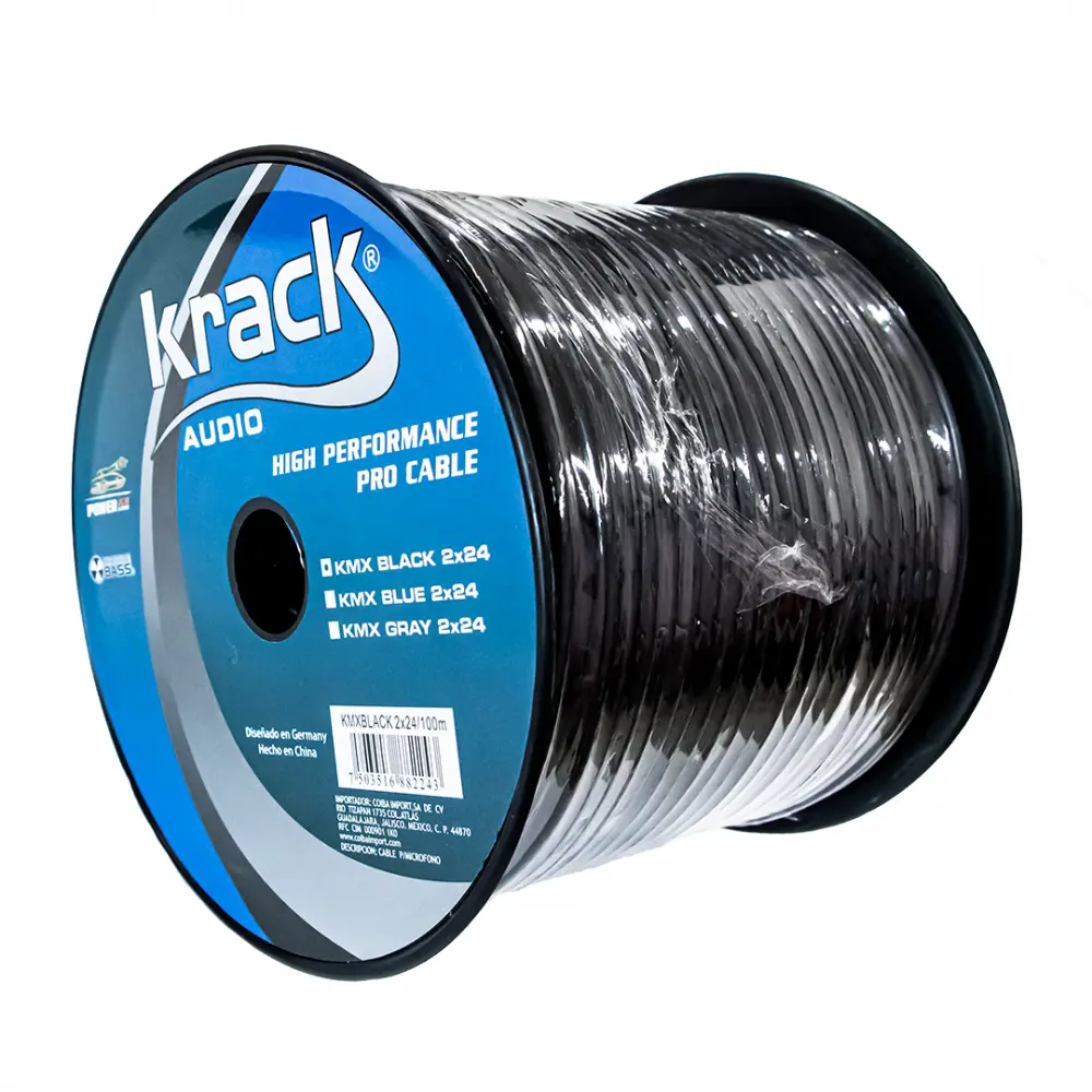 Krack KMX2X24 Cable de Micrófono Negro por Metro