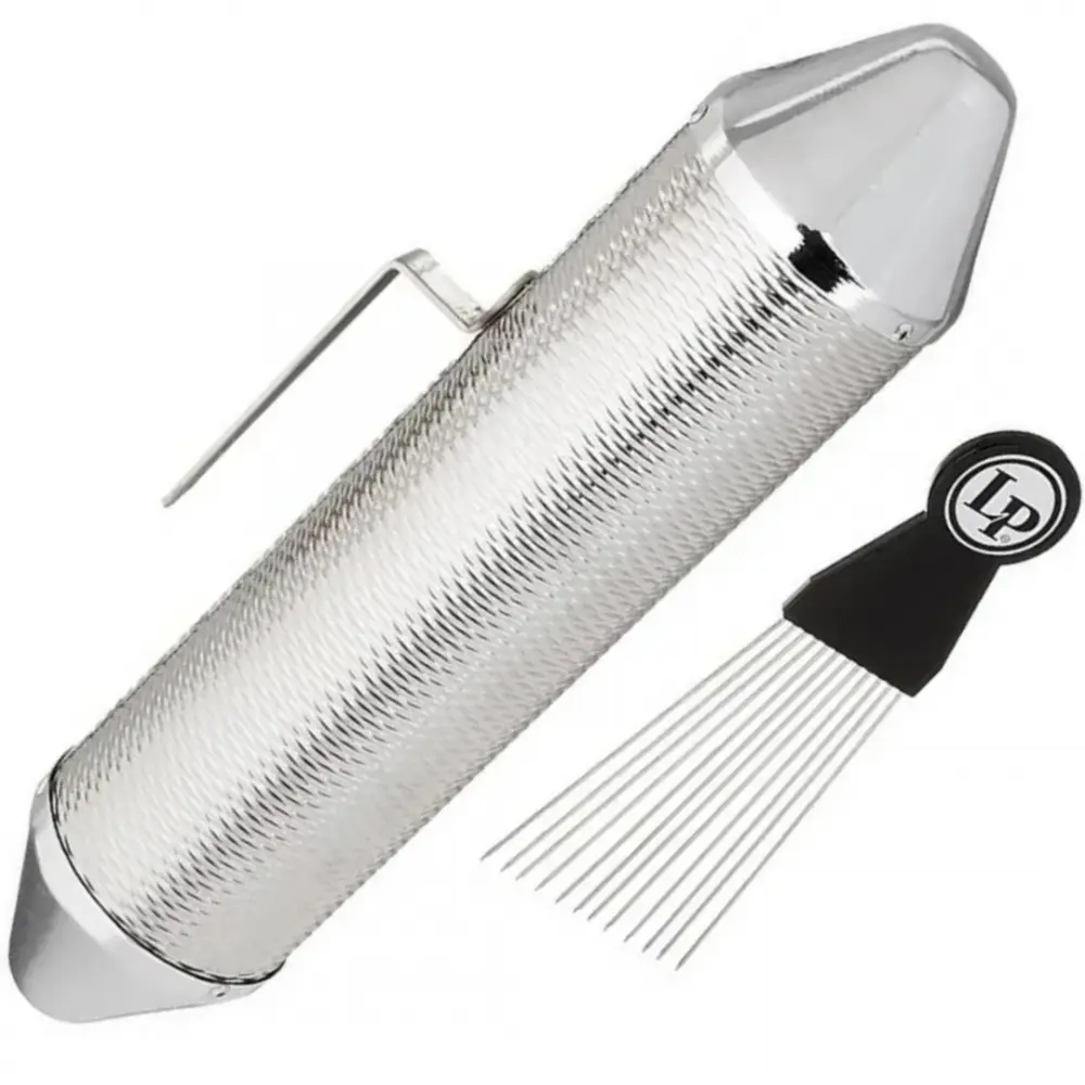Latin Percussion LP306B Guiro Metálico Torpedo Chico Con Raspador