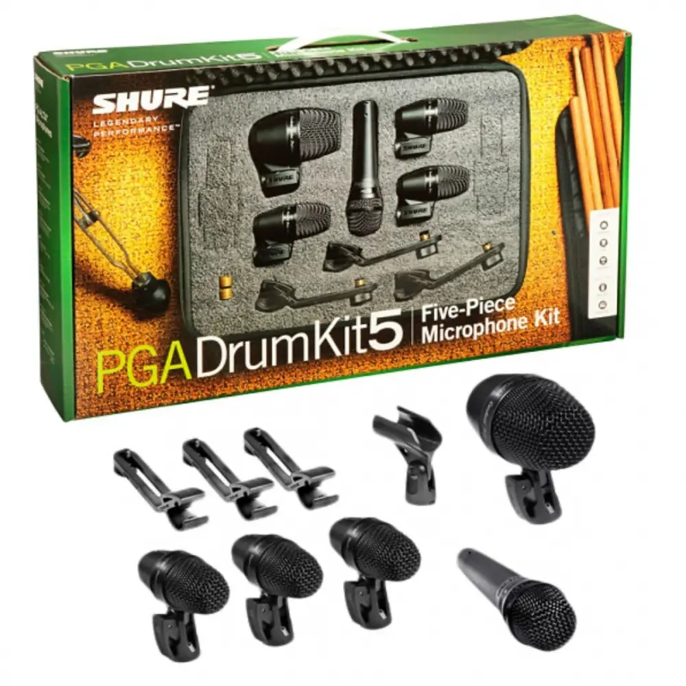 Shure PGADRUMKIT5 Paquete de 5 Micrófonos para Batería