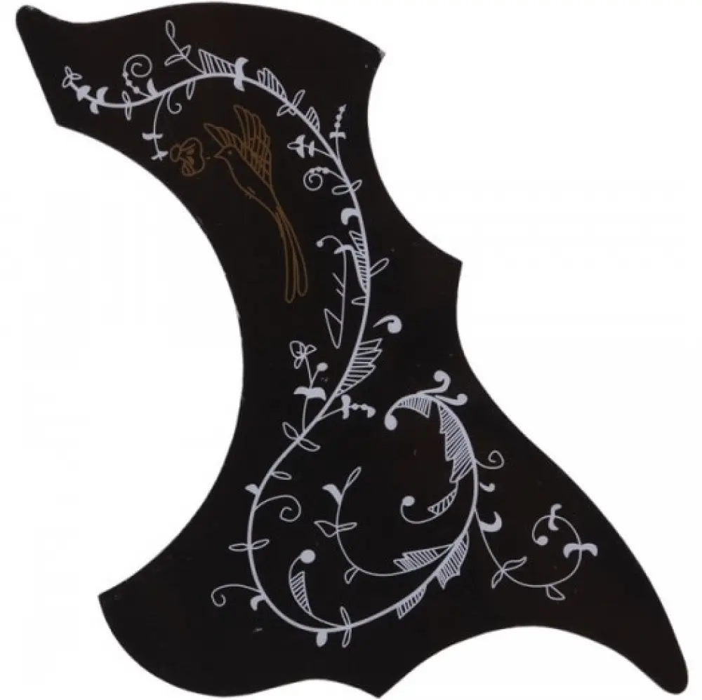 Only Music GPG004 Mica Golpeadora Para Guitarra Acústica Negra Con Diseño Floral