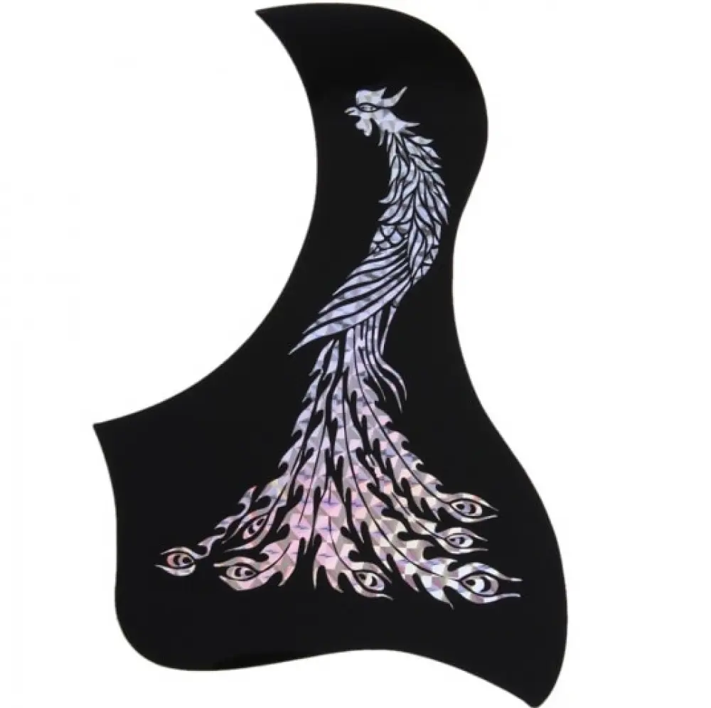 Only Music GPG016 Mica Golpeadora Para Guitarra en Forma de Bota Negra Con Estampado de Pájaro Plateado