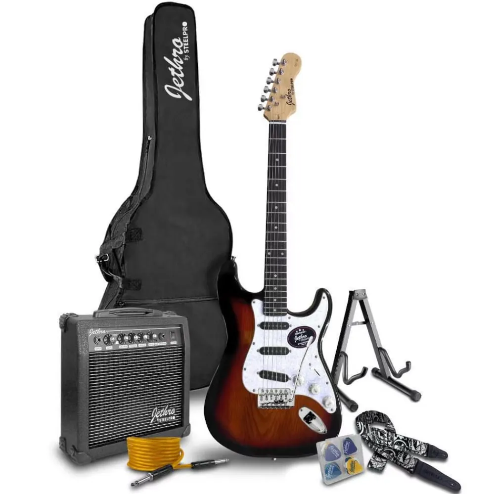 Paquete Guitarra Electrica Sunburst Jethro Series By Steelpro 021-SK