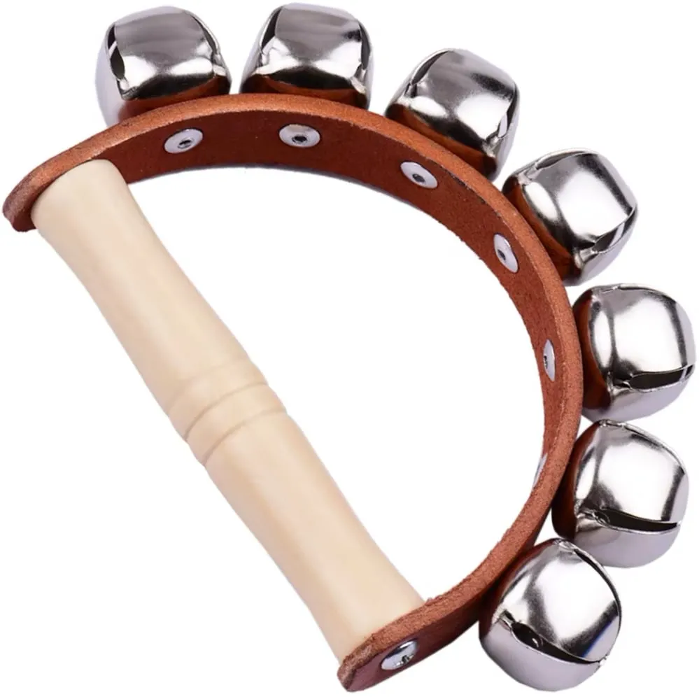 Pandero de 7 Cascabeles en Media Luna de Madera