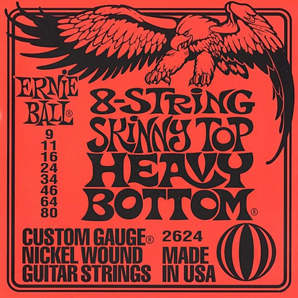 [2624] Ernie Ball 2624 Skinny Top Heavy Bottom Encordadura para Guitarra Eléctrica 8 Cuerdas 9-80