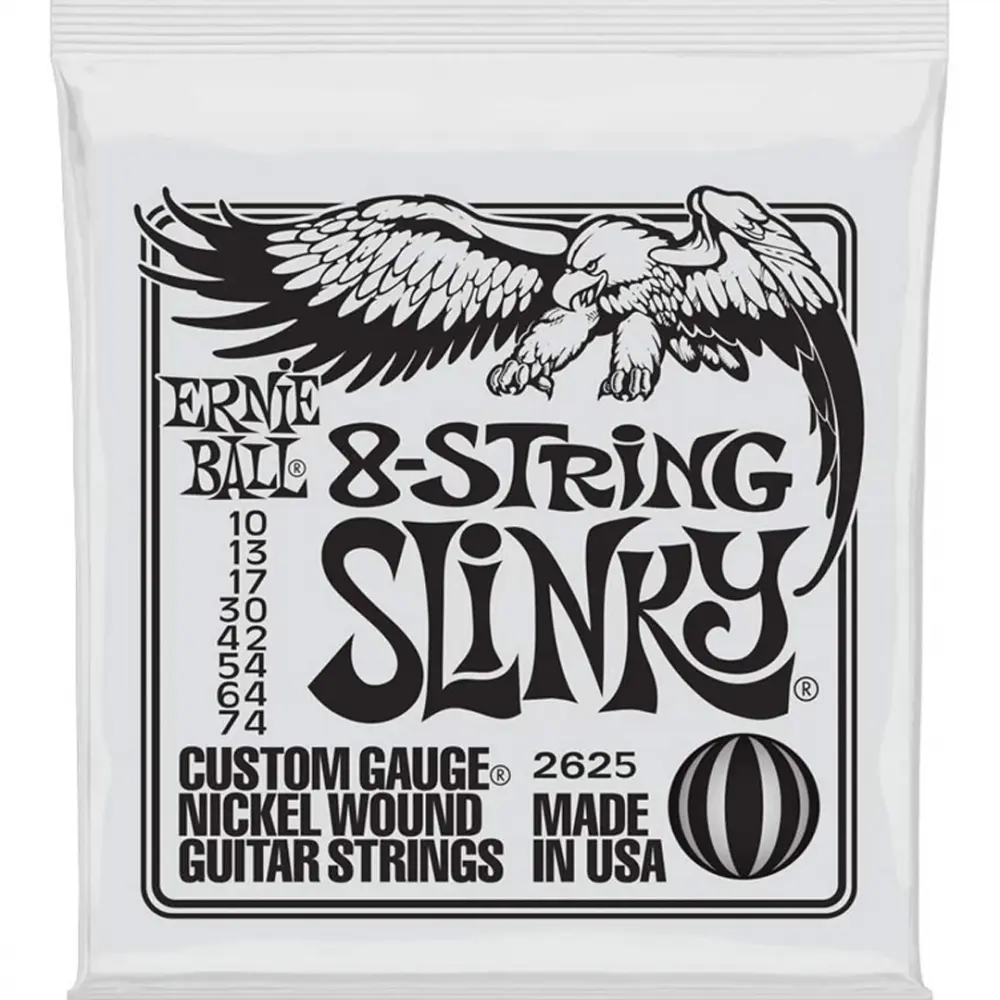 [2625] Ernie Ball 2625 Slinky Encordadura Nickel Wound Guitarra Eléctrica 8 Cuerdas 10-74