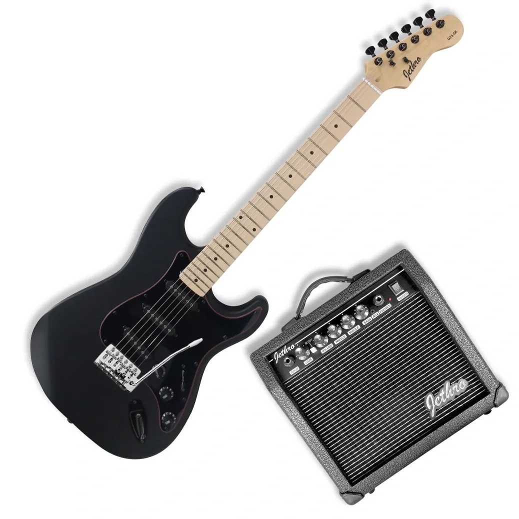 Jethro Series by Steelpro 025-SK Paquete Guitarra Eléctrica Black Satin