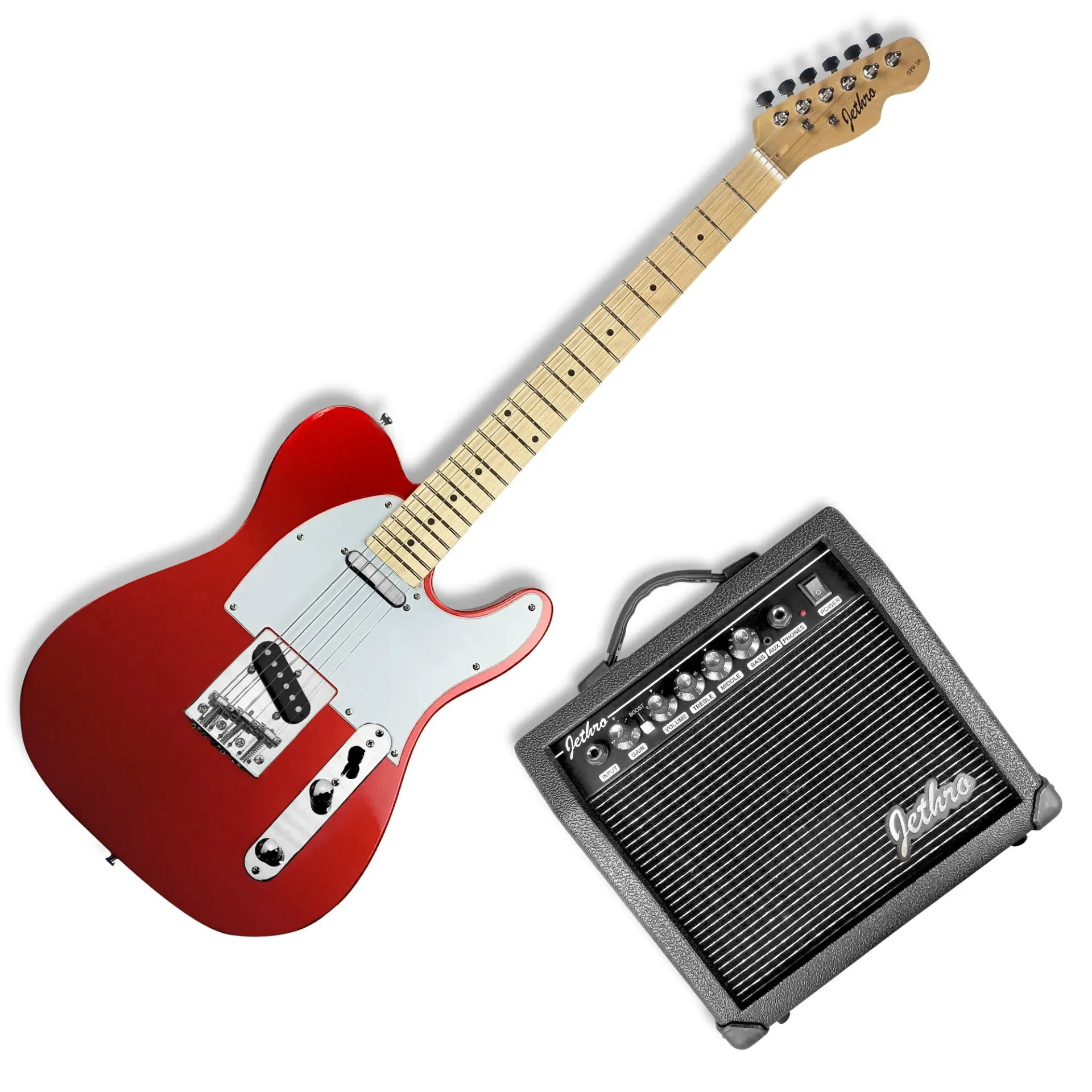 Jethro Series by Steelpro 029-SK Paquete Guitarra Eléctrica Candy Apple Red