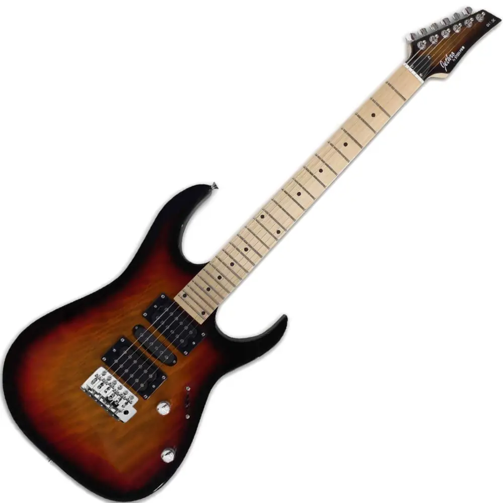 Jethro Series by Steelpro 041-SK Paquete Guitarra Eléctrica Ash Burl 3 Tone Sunburst