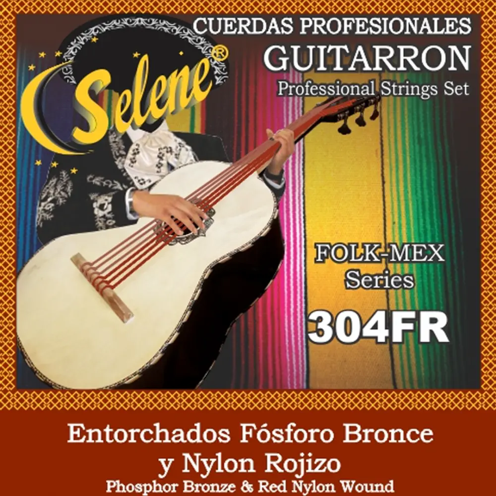 [SE304FR] Selene SE304FR Fósforo Bronce y Nylon Rojizo Encordadura para Guitarrón