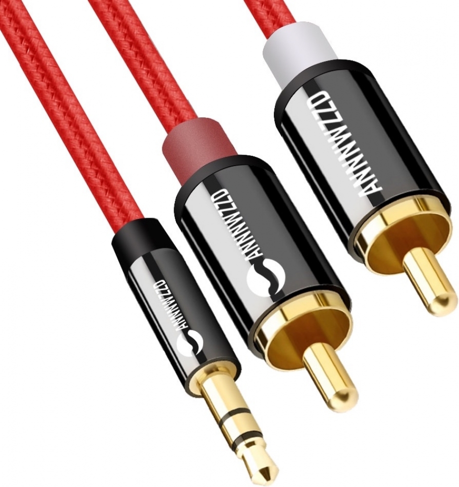 CMPR500 Cable de 2 RCA 1 Plug Stereo 3.5mm 5m de Muy Alta Calidad y Bajo Ruido