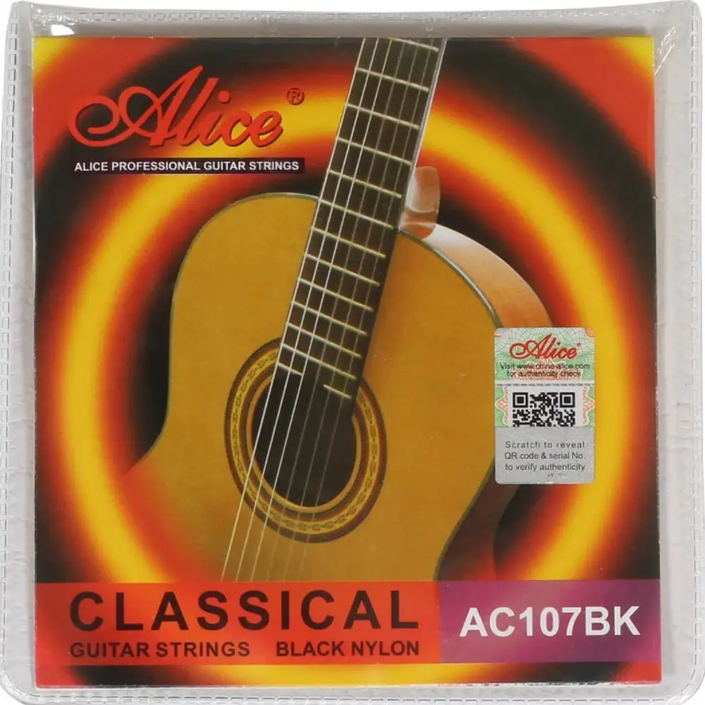 🎸 Desata el lado oscuro de tu guitarra clásica con las cuerdas Alice AC107BK 🖤🔥 