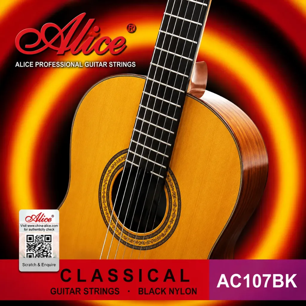 [AC107BK] Alice AC107BK Encordadura de Nylon Negro para Guitarra Acústica