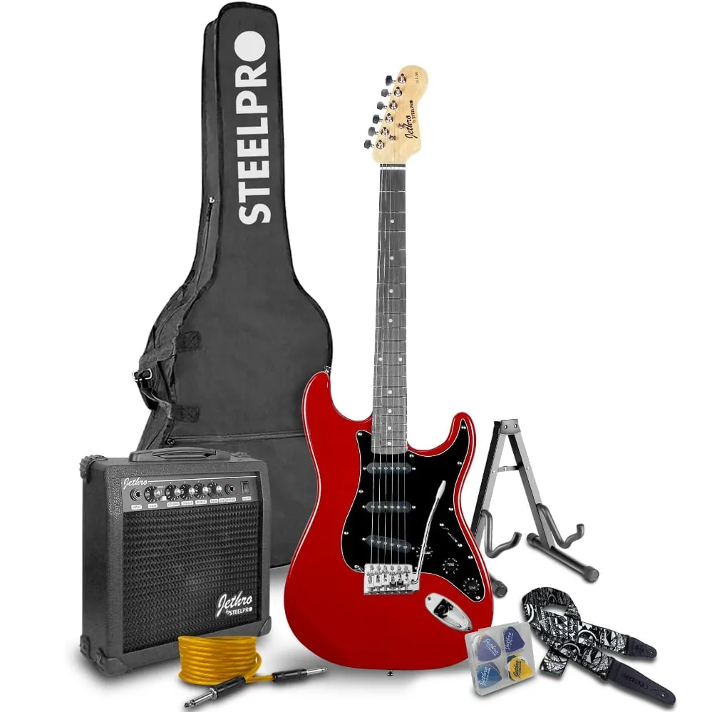 [019SK] Paquete Guitarra Electrica Jethro Series By Steelpro Roja 019-SK