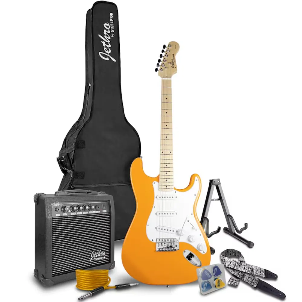Paquete Guitarra Electrica Anaranjada Jethro Series By Steelpro  020-SK