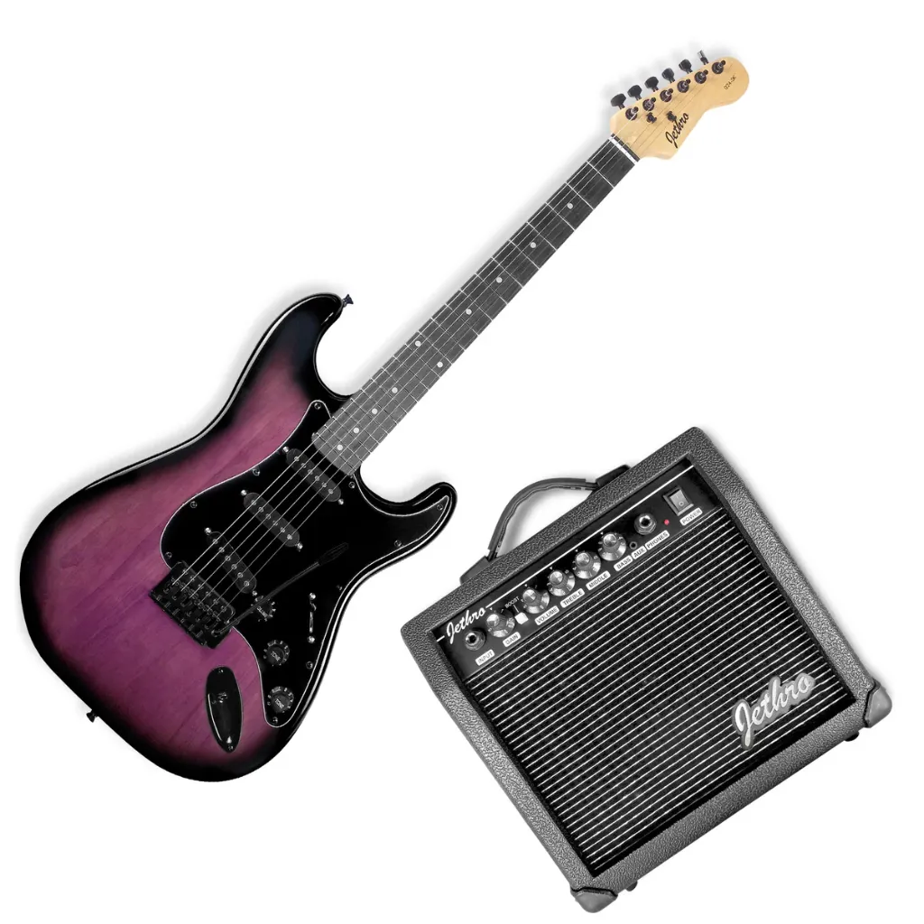 Jethro Series by Steelpro 024-SK Paquete Guitarra Eléctrica Purple Burst