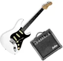 Jethro Series by Steelpro 023-SK Paquete Guitarra Eléctrica Blanca