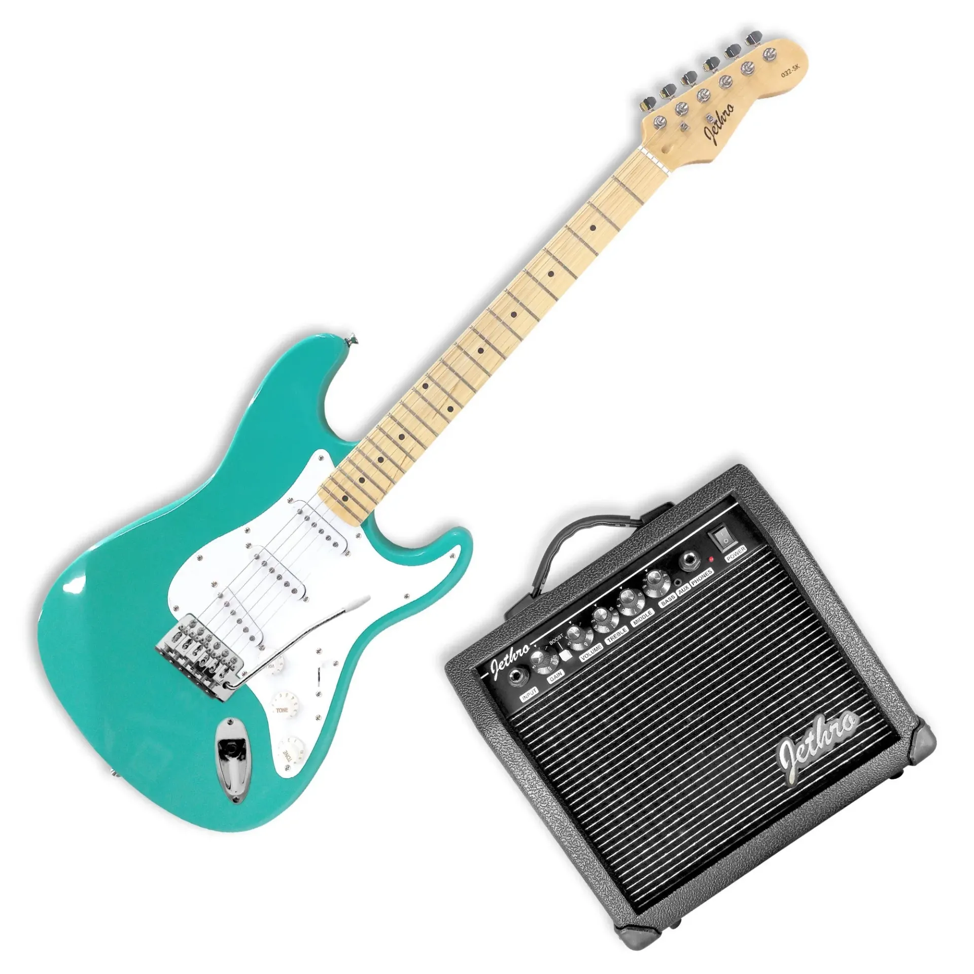 Jethro Series by Steelpro 032-SK Paquete Guitarra Eléctrica Verde