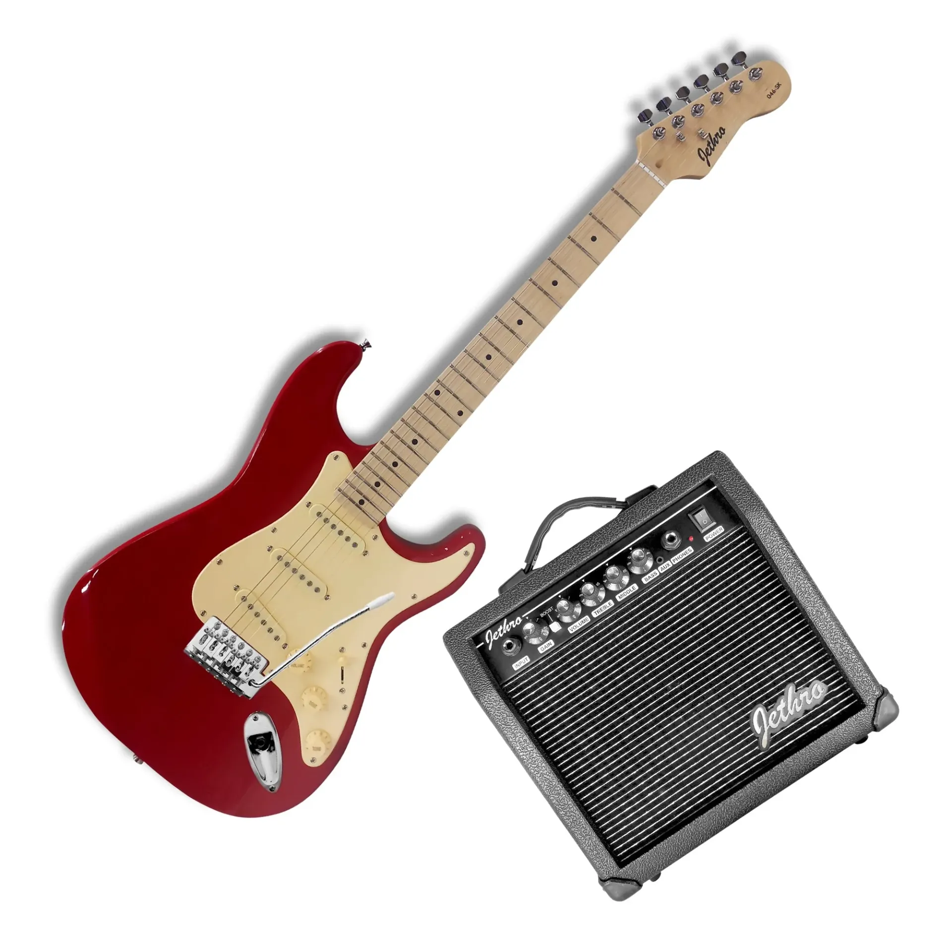 Jethro Series by Steelpro 046-SK Paquete Guitarra Eléctrica Roja