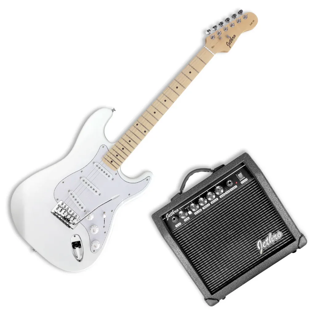 Jethro Series by Steelpro 049-SK Paquete Guitarra Eléctrica Blanca