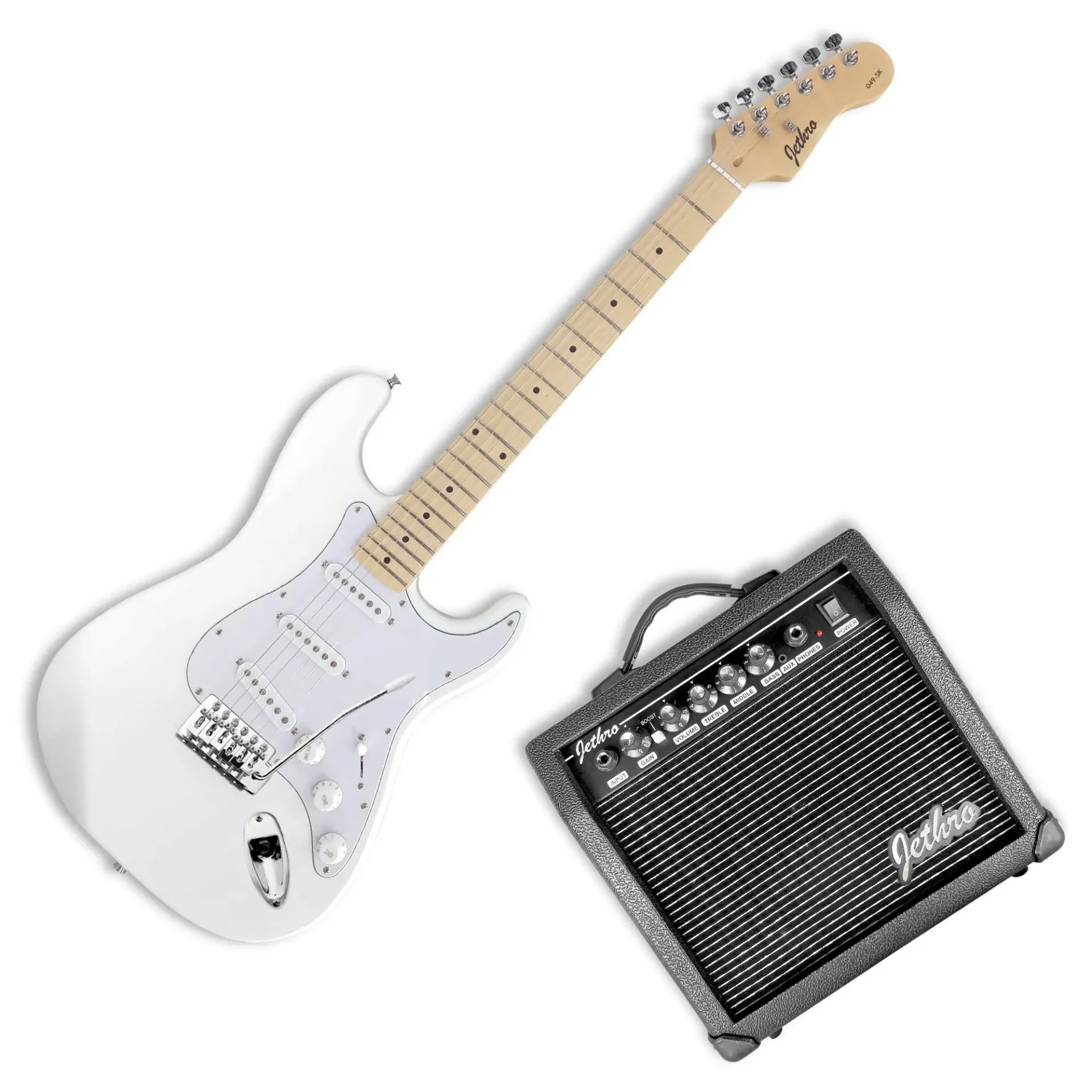 Jethro Series by Steelpro 049-SK Paquete Guitarra Eléctrica Blanca