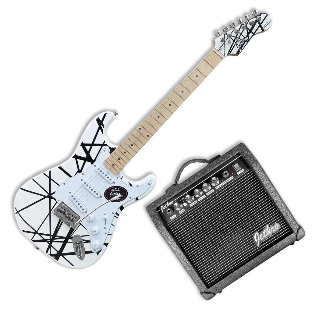 Jethro Series by Steelpro 076-SK Paquete Guitarra Eléctrica White/Black Strip