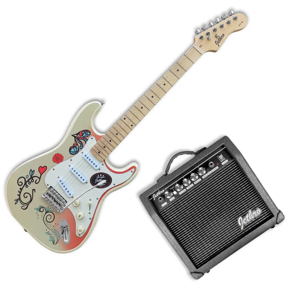 Jethro Series by Steelpro 077-SK Paquete Guitarra Eléctrica Ivory