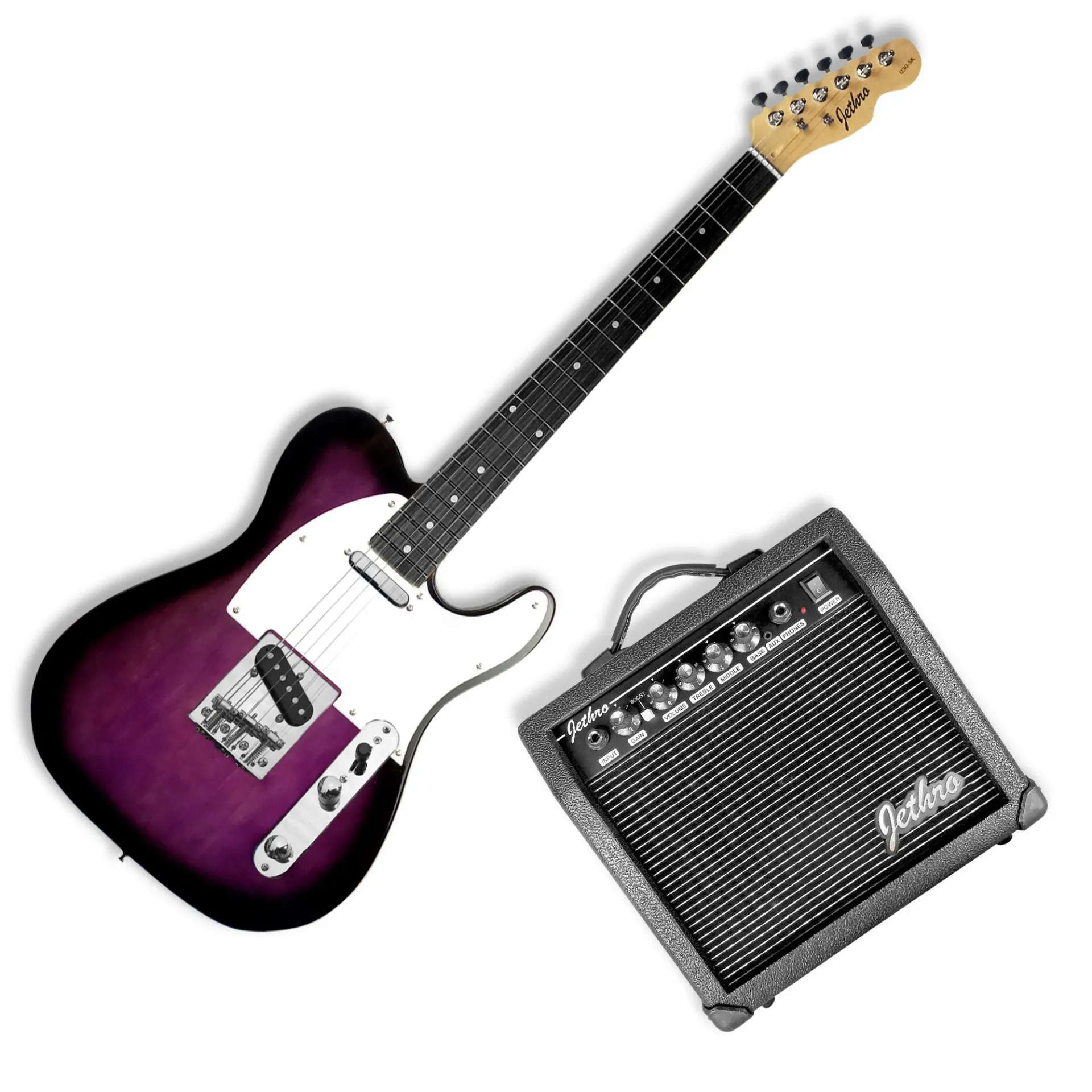 Jethro Series by Steelpro 030-SK Paquete Guitarra Eléctrica Purple Burst