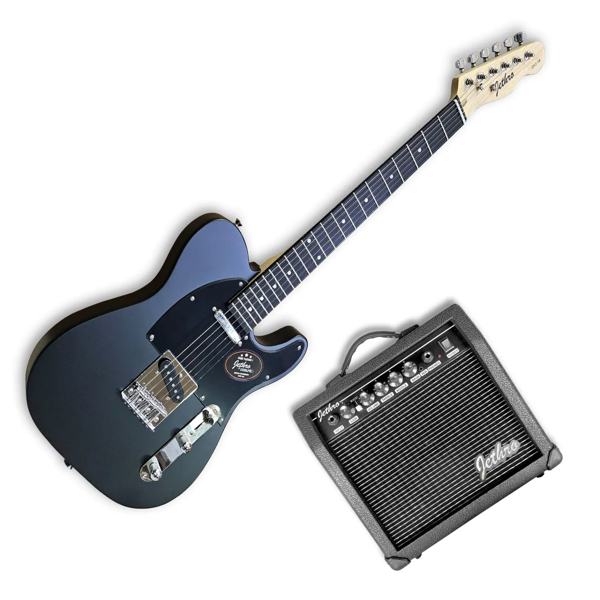Jethro Series by Steelpro 052-SK Paquete Guitarra Eléctrica Negro Satín