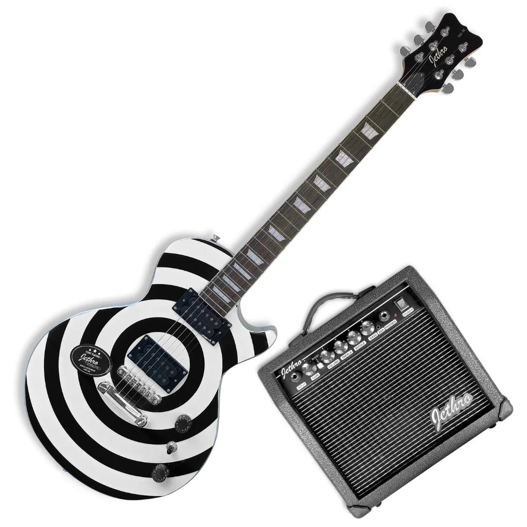 Jethro Series by Steelpro 065-SK Paquete Guitarra Eléctrica Circles Silver Body