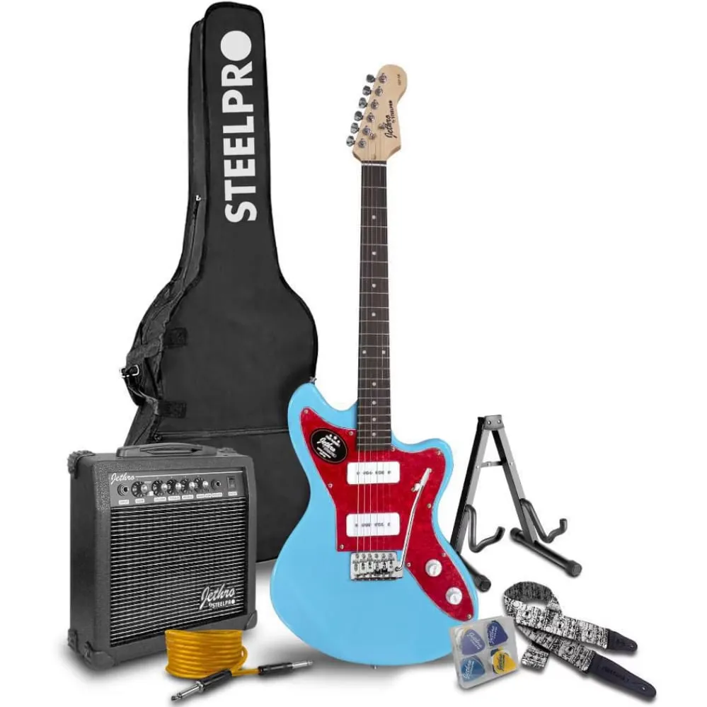 [059SK] Paquete Guitarra Eléctrica Azul Jethro Series By Steelpro 059-SK