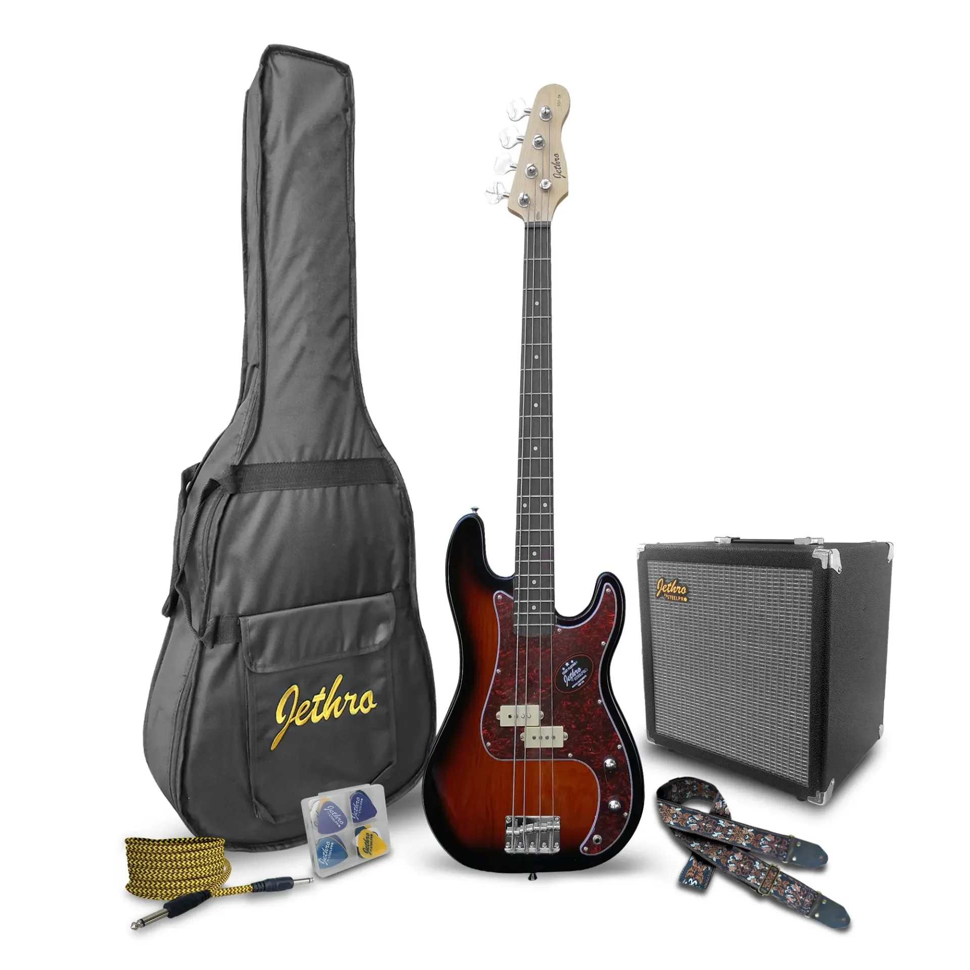 Jethro by Steelpro 501-SK Paquete Bajo Eléctrico Sunburst