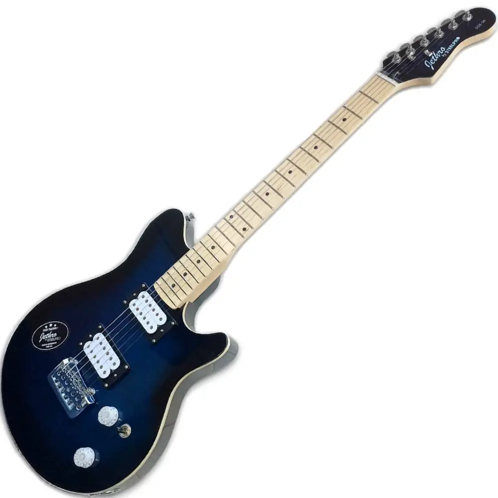 Jethro Series by Steelpro 058-SK Paquete Guitarra Eléctrica Flamed Blue Burst