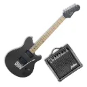 Jethro Series by Steelpro 062-SK Paquete Guitarra Eléctrica Black Satin Silver Powder