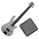 Jethro Series by Steelpro 504-SK Paquete Bajo Eléctrico 4 Cuerdas Silver