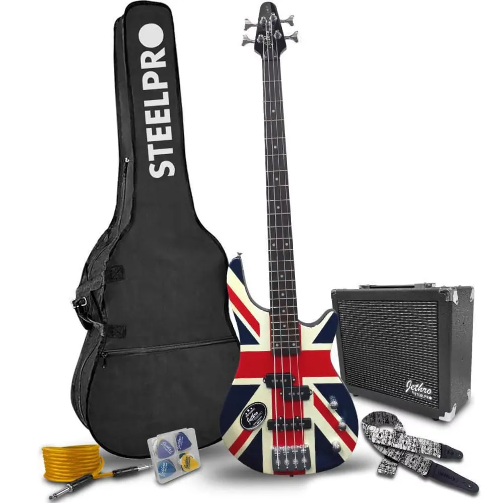 Jethro Series by Steelpro 510SK Paquete Bajo Eléctrico Union Jack