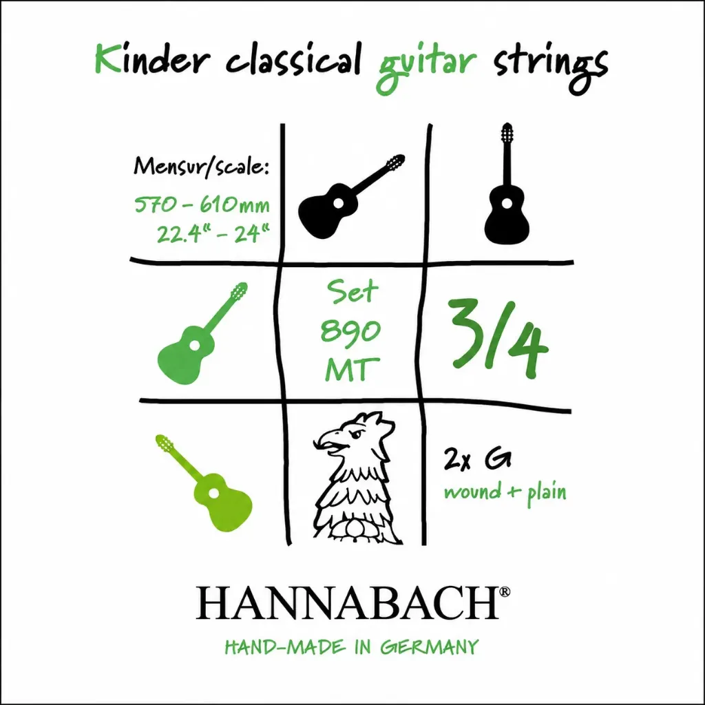 Hannabach 890MT Encordadura para Guitarra Clásica 3/4 Tensión Media