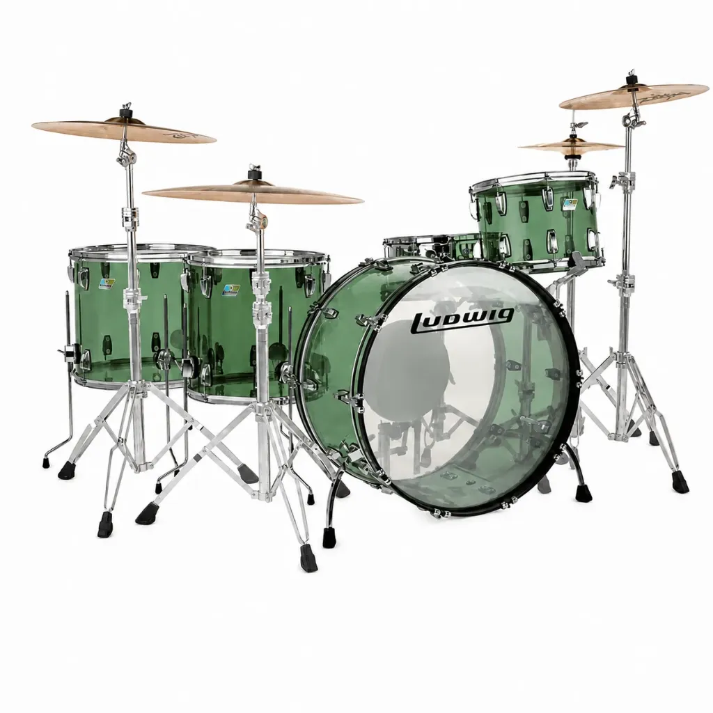 Ludwig L8264LX49 Vistalite Zep Set Batería Acústica 5 Piezas Verde