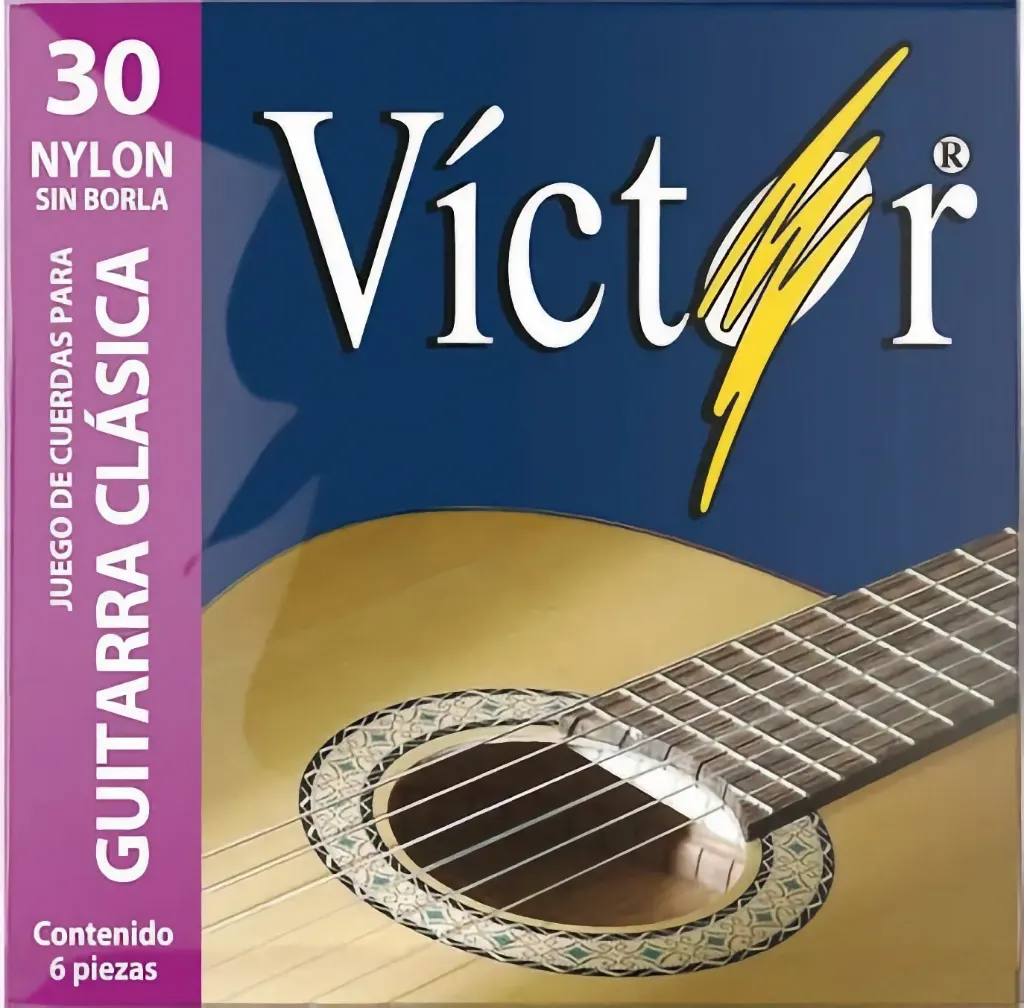 Víctor VCGS30 Encordadura para Guitarra Acústica de Nylon Negro sin Borla