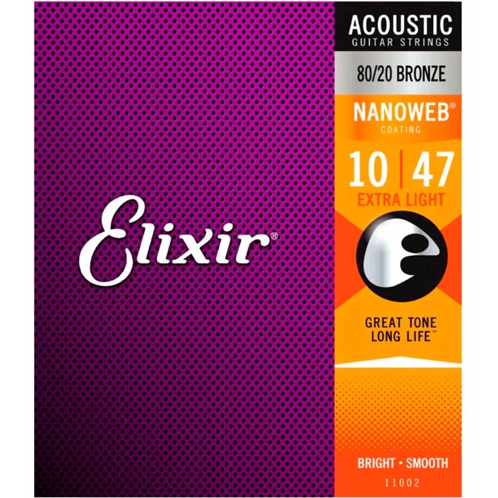Elixir 11002 Encordadura 80/20 Bronze para Guitarra Electroacústica 10-47