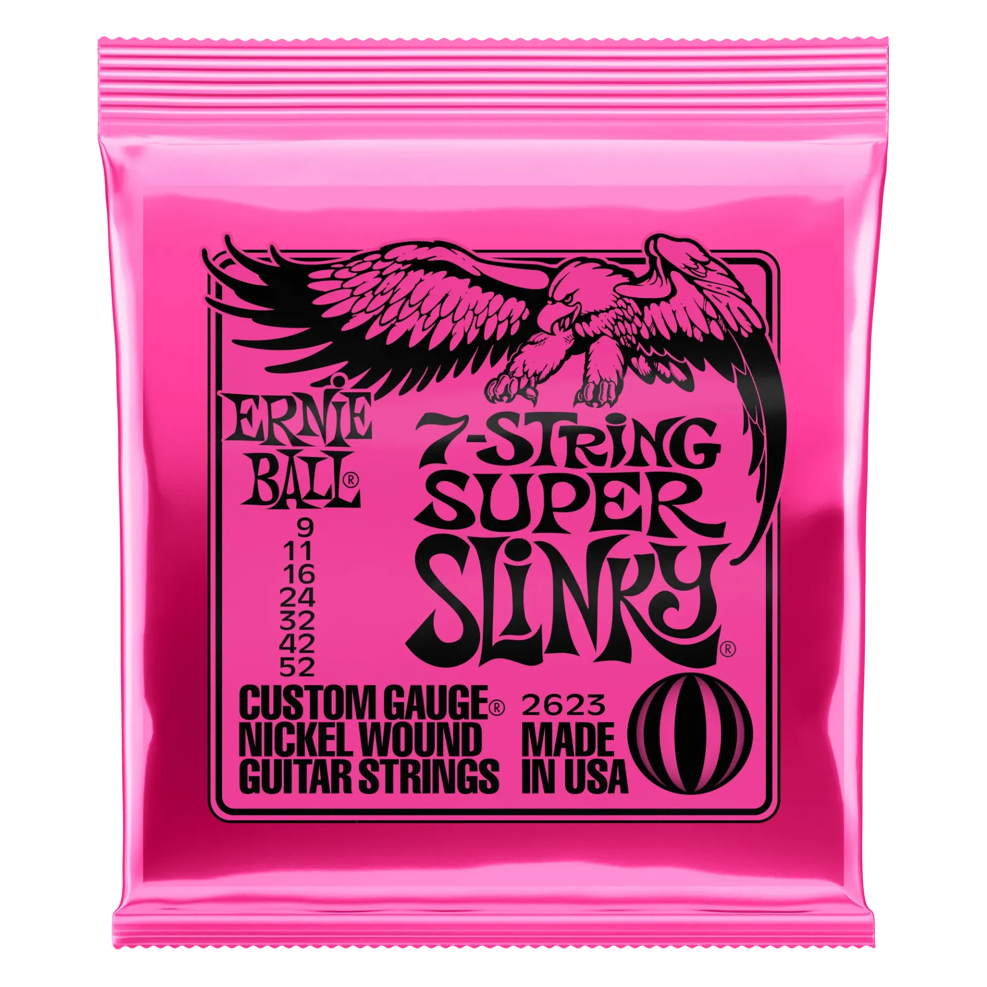 [2623] Ernie Ball 2623 Super Slinky Encordadura para Guitarra Eléctrica de 7 Cuerdas 9-52