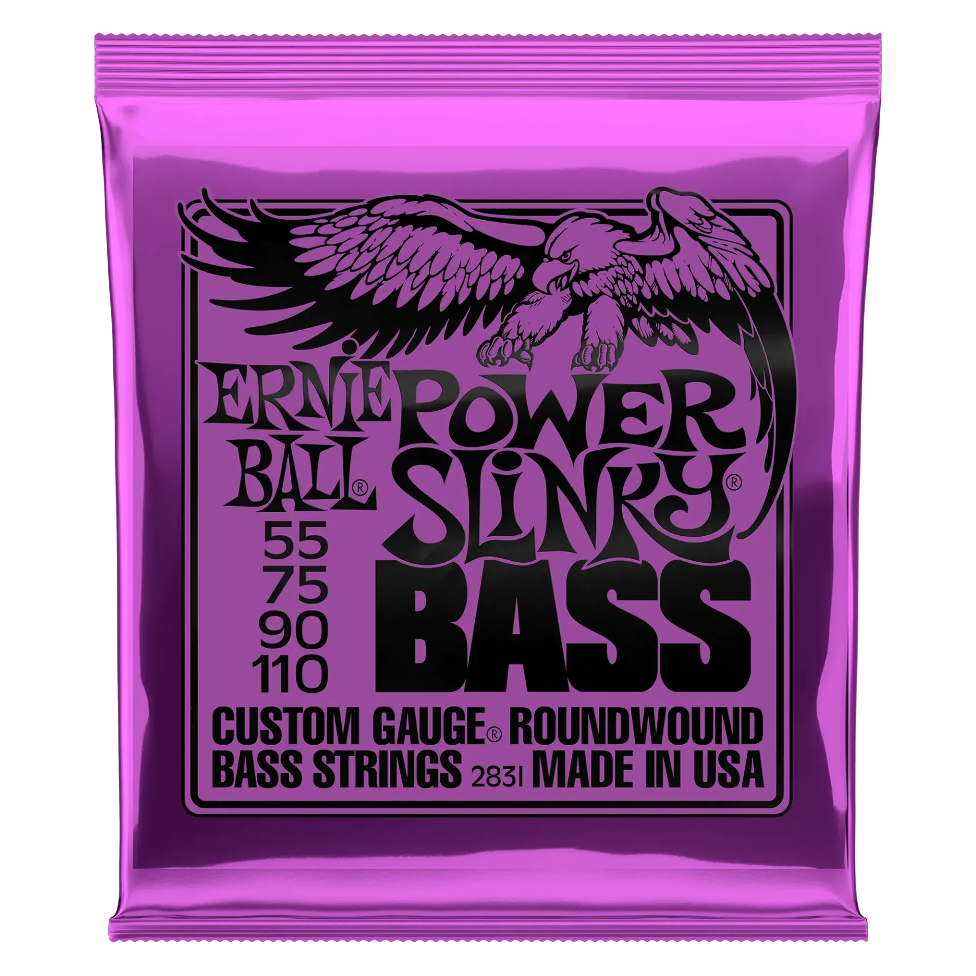 Ernie Ball 2831 Power Slinky Nickel Wound Encordadura para Bajo Eléctrico de 4 Cuerdas 55-110