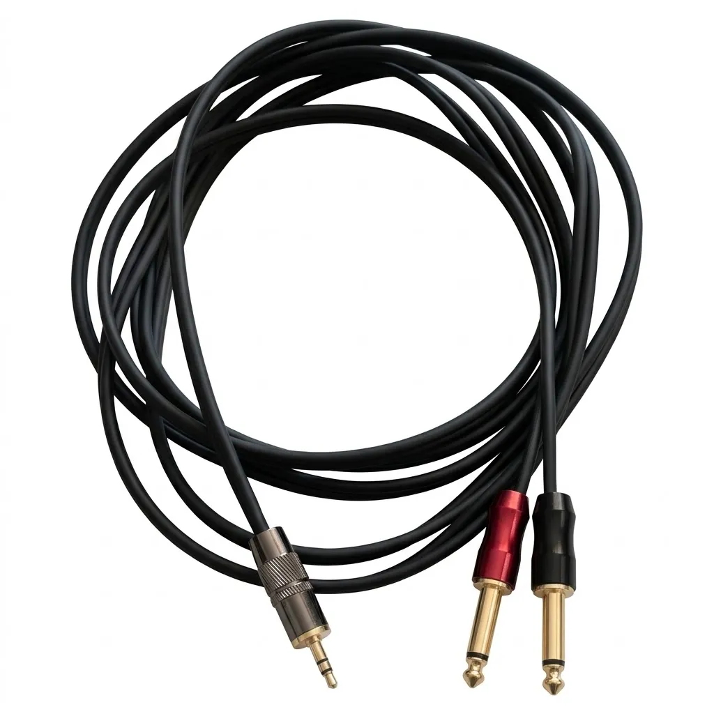CMPS2P9 Cable de Plug 3.5mm Estereo a 2 Plug 6.3mm Monoaural de 9 Metros