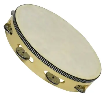 Only Music PANDG Pandero De Madera Con Parche Doble Fila 4 Pulgadas