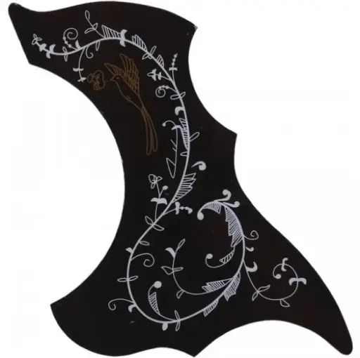 [GPG004] Only Music GPG004 Mica Golpeadora Para Guitarra Acústica Negra Con Diseño Floral