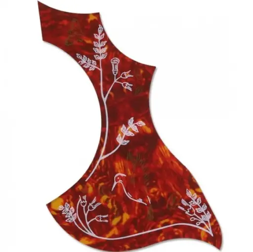 [GPG010] Only Music GPG010 Mica Golpeadora Para Guitarra Acústica Carey Café Con Diseño Floral Tipo Bota Doble Pico