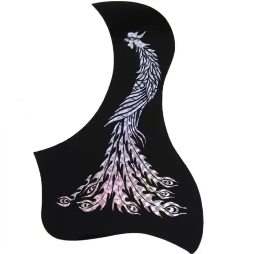[GPG016] Only Music GPG016 Mica Golpeadora Para Guitarra en Forma de Bota Negra Con Estampado de Pájaro Plateado