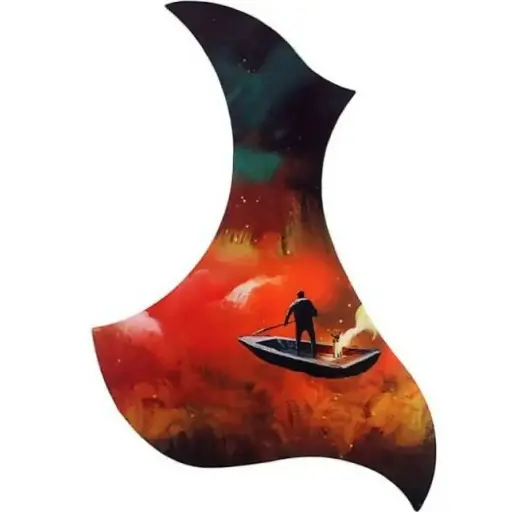 [GPG023] Only Music GPG023 Mica Golpeadora Para Guitarra en Forma de Bota con Estampado de una Canoa