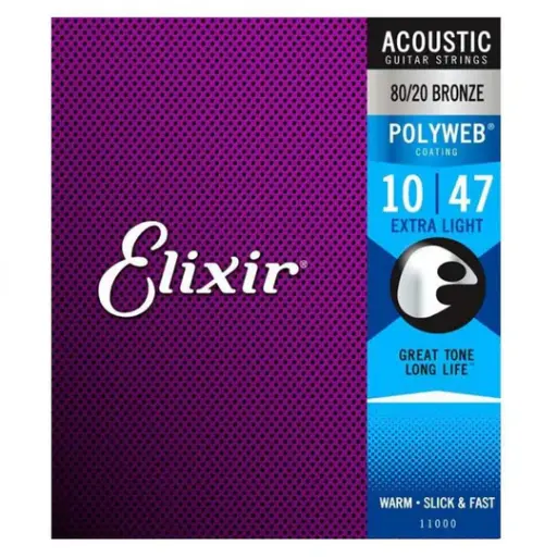 [11000] Elixir 11000 Encordadura para Guitarra Electroacústica Calibre 80-20 Polyweb