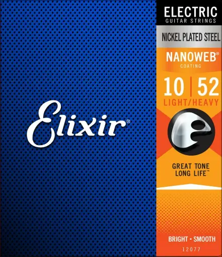 [12077] Elixir 12077 Encordadura para Guitarra Eléctrica Calibre 0.010 - 0.052 Nanoweb