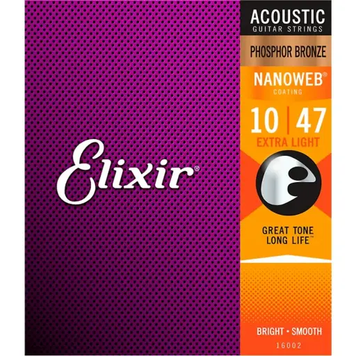 [16002] Elixir 16002 Encordadura para Guitarra Electroacustica 0.010 - 0.047 Nanowew 80/20 Bronze